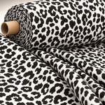 Leopard Print Black White Fabric by the Metre - Whotex Fabrics London