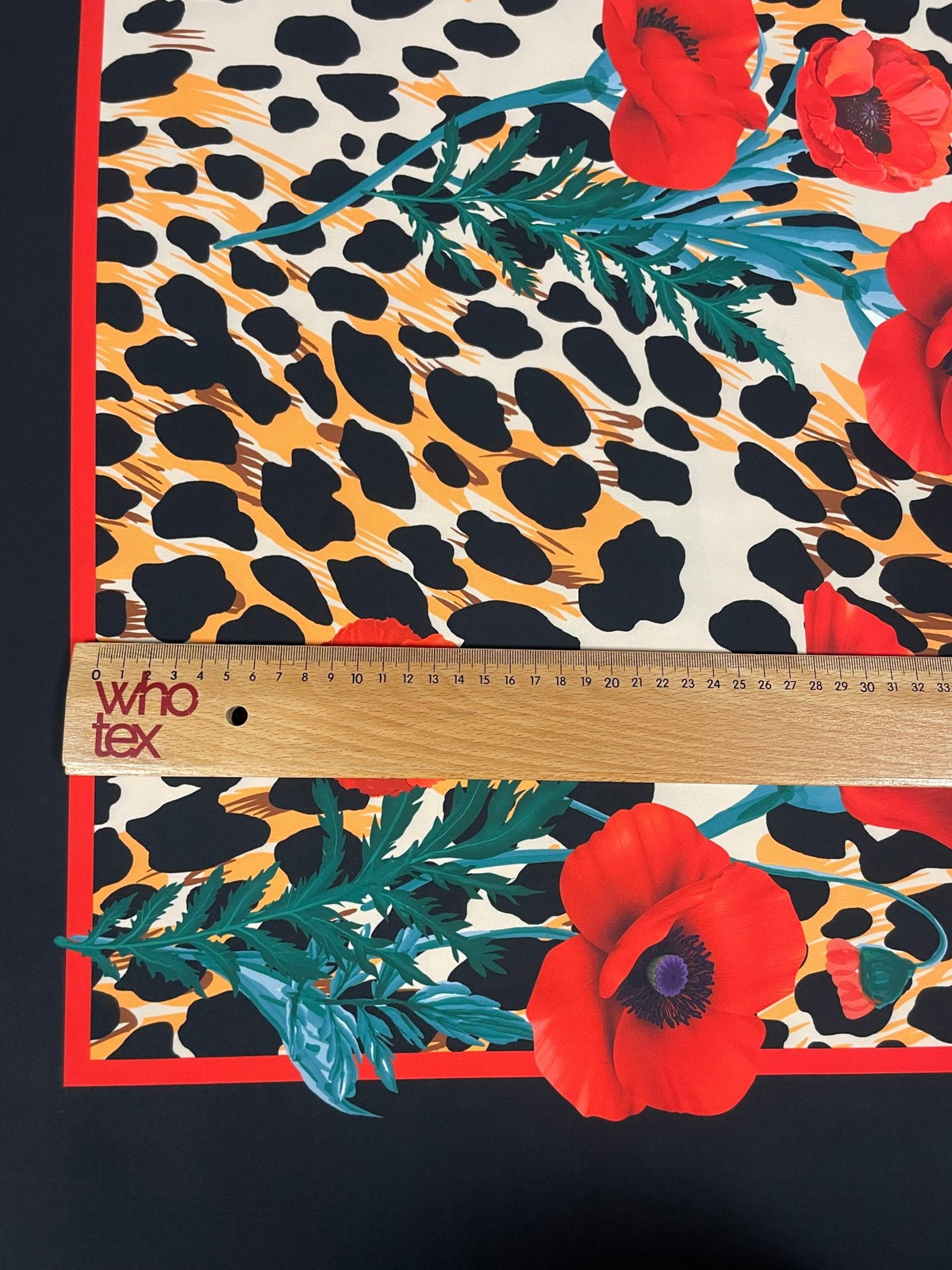 Leopard & Red Poppy Crepe Fabric by the Metre – Bold Design - Whotex Fabrics London