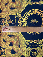 Luxury Baroque Chain Crepe Fabric by the Metre – Black & Gold Ornate - Whotex Online Fabric Store