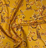 Luxury Baroque Floral Crepe Fabric by the Metre – Golden Yellow - Whotex Online Fabric Store