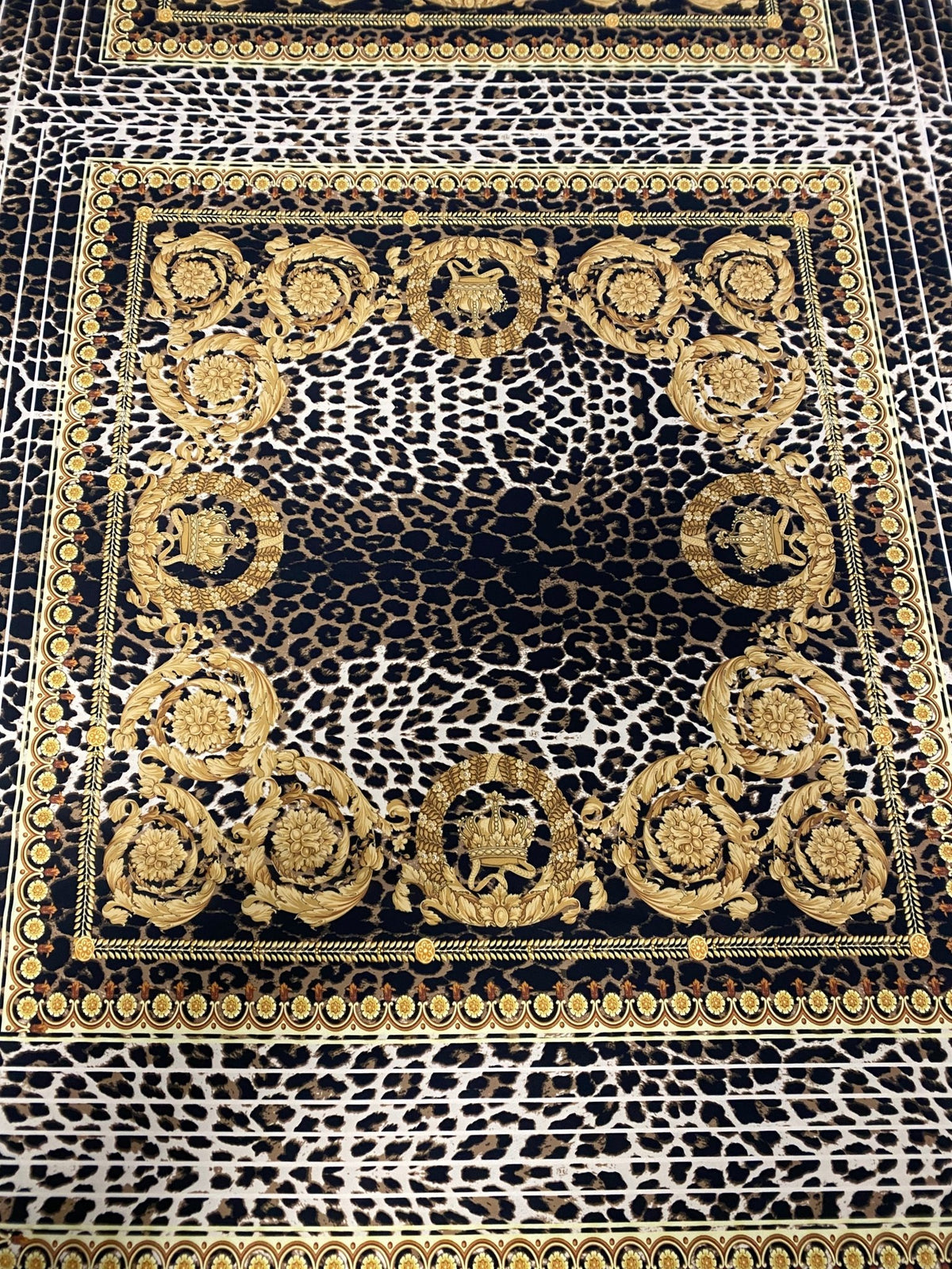 Luxury Baroque Leopard Crepe Fabric by the Metre - Whotex Fabrics London