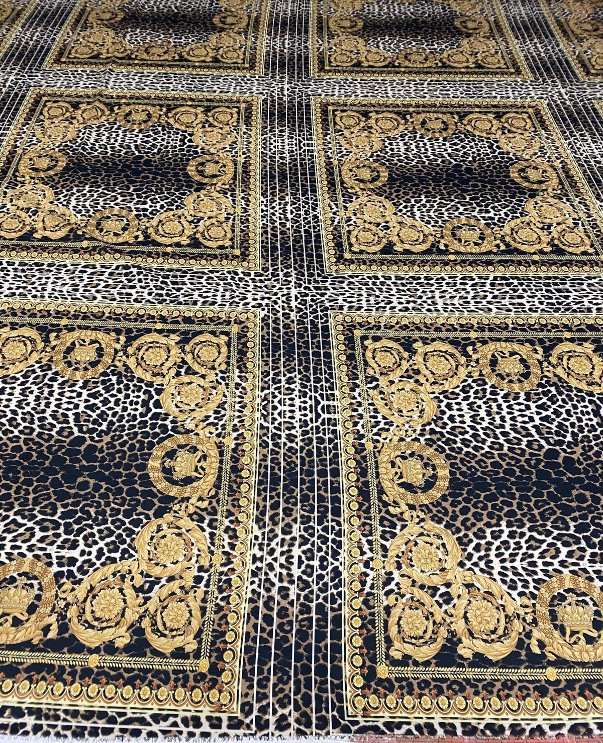 Luxury Baroque Leopard Crepe Fabric by the Metre - Whotex Fabrics London