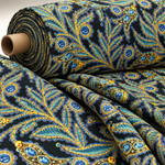 Luxury Peacock Feather Fabric with Jewel Accents Sold by Metre - Whotex Fabrics London