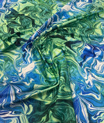 Marble Effect Fabric by the Metre – Blue Green Print - Whotex Fabrics London