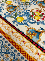 Mediterranean Lemon & Tile Print Crepe Fabric by the Metre – Dressmaking - Whotex Online Fabric Store