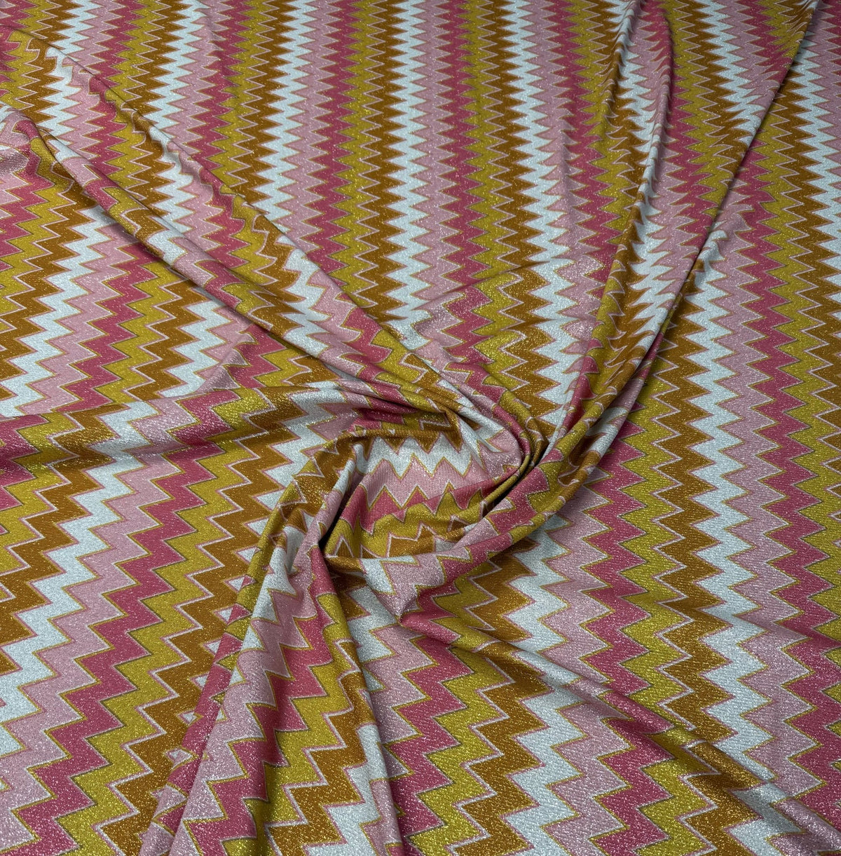 Metallic Lurex Chevron Fabric by the Metre - Whotex Fabrics London