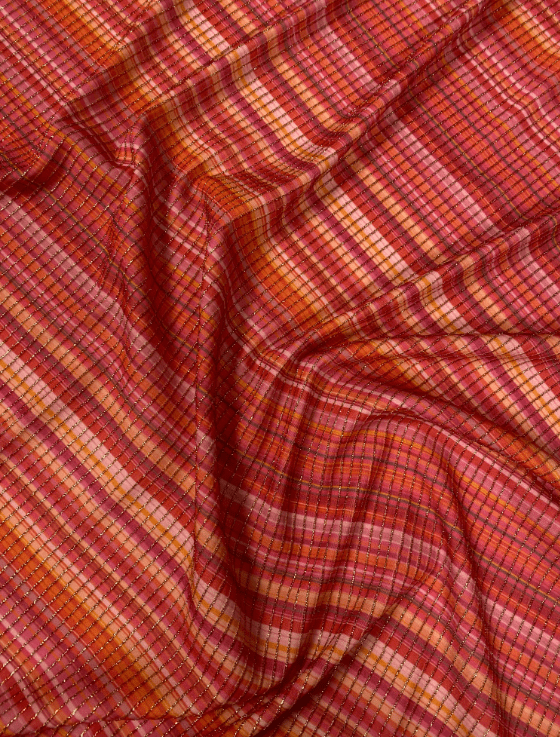 Metallic Red Striped Lurex Fabric by the Metre - Whotex Fabrics London