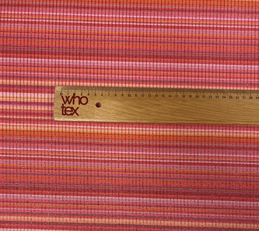 Metallic Red Striped Lurex Fabric by the Metre - Whotex Fabrics London