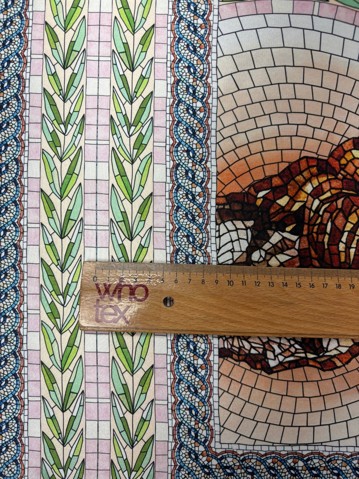 Mosaic Print Lycra Satin Fabric by the Metre - Whotex Fabrics London