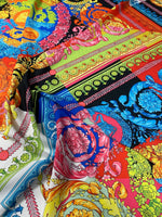 Multicolour Baroque Crepe Fabric by the Metre – Vibrant Style - Whotex Fabrics London