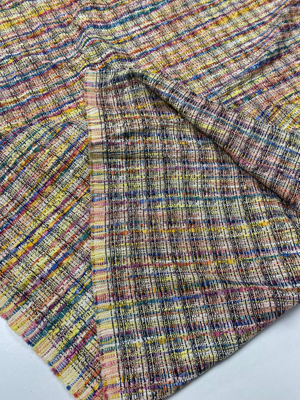 Multicolour Textured Wool Tweed Fabric by the Metre - Whotex Fabrics London