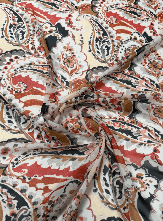 Paisley Print Chiffon Fabric by the Metre - Whotex Fabrics London