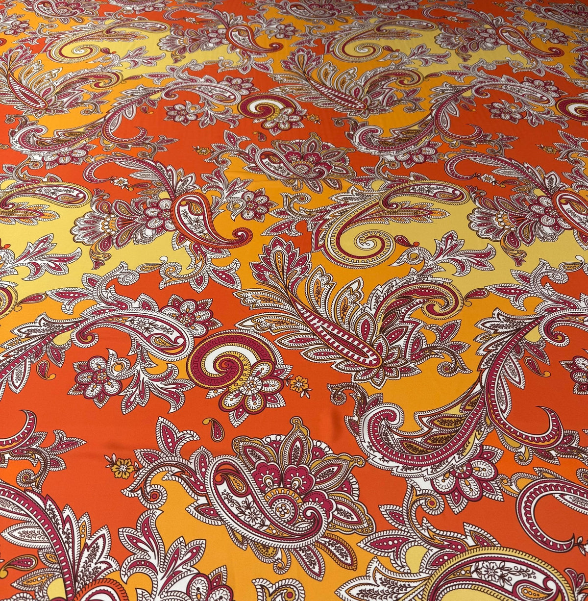 Paisley Print Satin Fabric by the Metre - Whotex Fabrics London