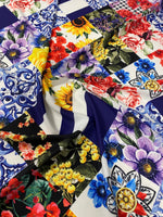 Patchwork Floral Crepe Fabric by the Metre – Colourful & Unique - Whotex Fabrics London