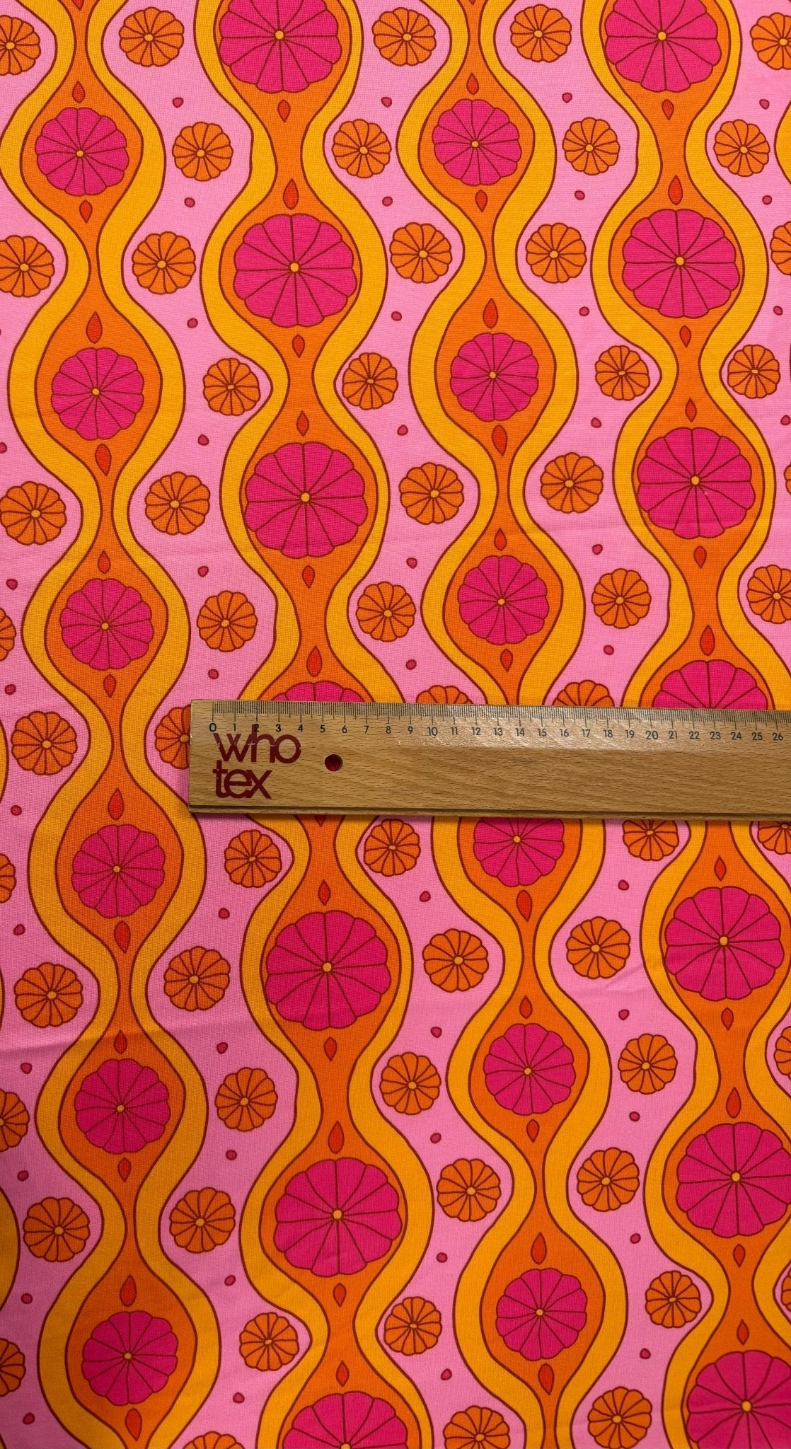 Pink Geometric Pattern Floral Fabric – Fabric by Metre, Options: Satin, Crepe, Spandex, Chiffon - Whotex Fabrics London