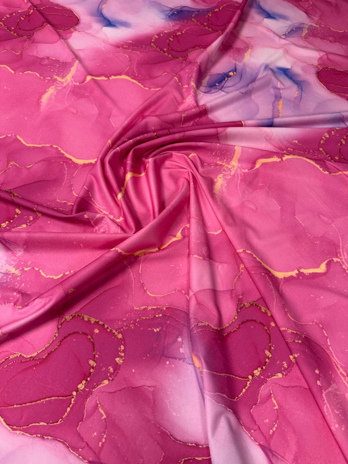 Pink Marble Effect Fabric with Gold Veins | Fabric by Metre - Whotex Fabrics London