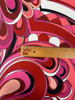 Pink Red Retro Spandex Fabric by the Metre - Whotex Fabrics London