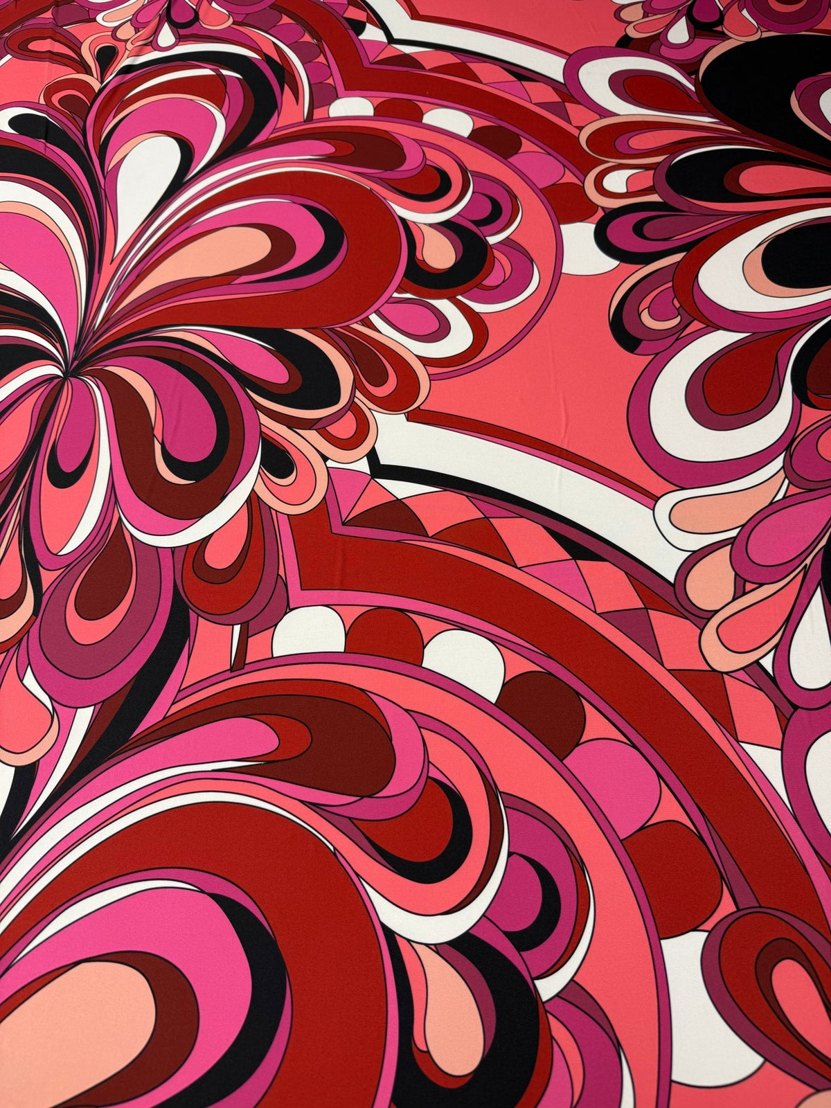 Pink Red Retro Spandex Fabric by the Metre - Whotex Fabrics London