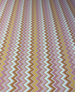 Pink Yellow Zigzag Shimmer Fabric by the Metre - Whotex Fabrics London