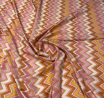 Pink Yellow Zigzag Shimmer Fabric by the Metre - Whotex Fabrics London