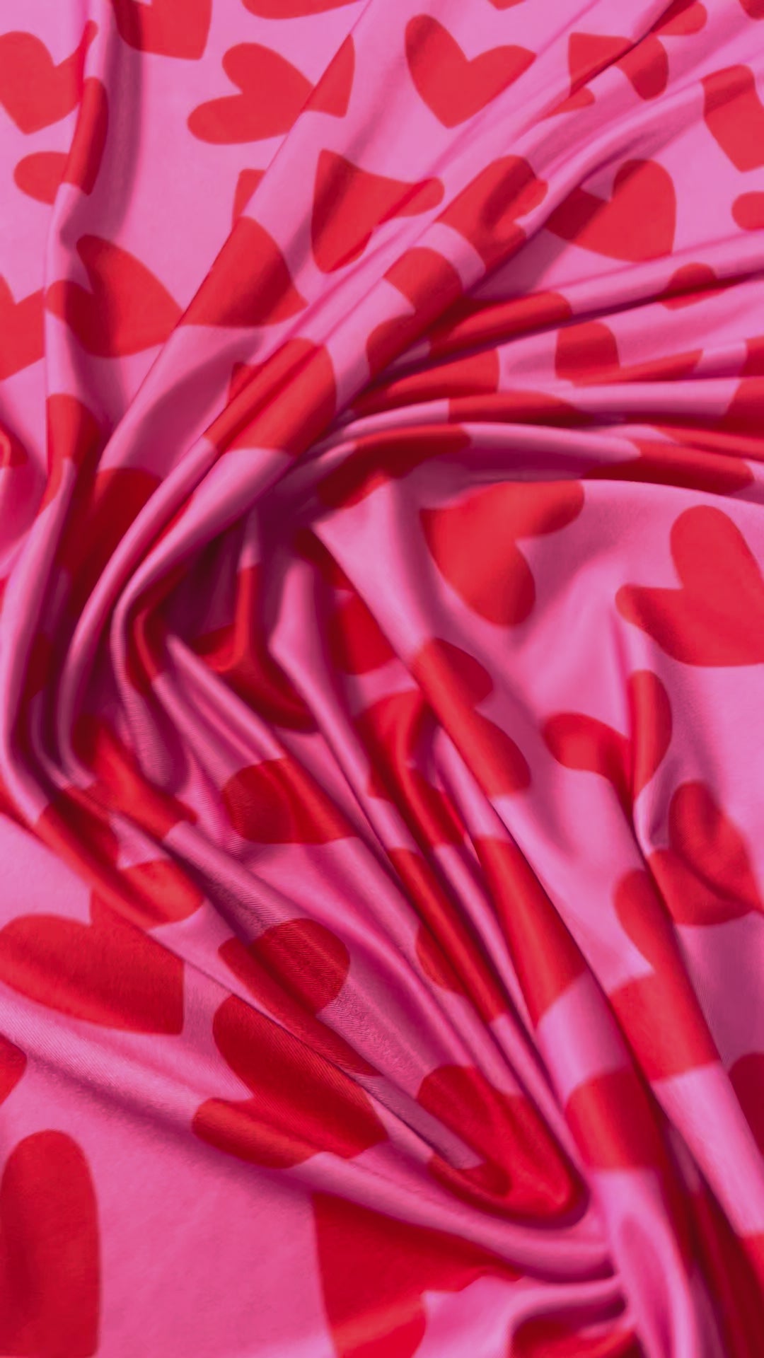 Pink Heart Print Lycra Stretch Fabric by the Metre – Soft Material