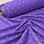 Purple with Lime Green Polka Dot Satin Fabric by the Metre - Whotex Fabrics London