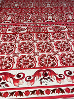 Red Baroque Tile Crepe Fabric by the Metre – Ornamental - Whotex Online Fabric Store