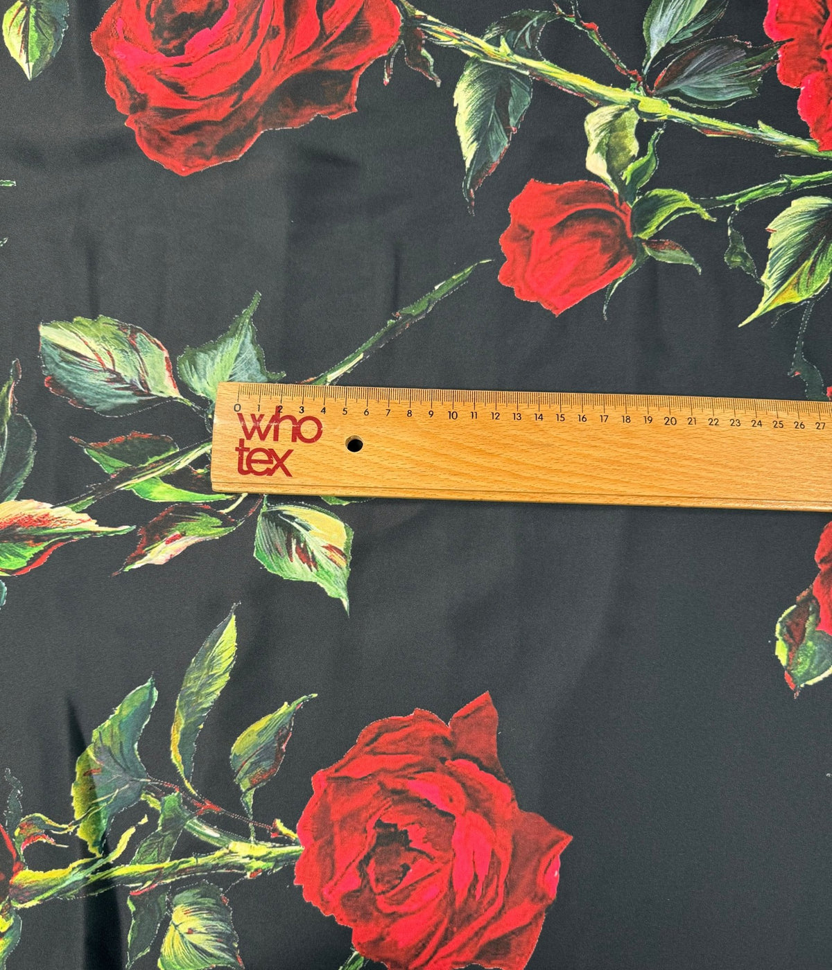 Red Rose Floral Chiffon Satin Fabric by the Metre - Whotex Fabrics London