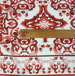 Red Sicilian Majolica Fabric – Custom Printed Fabric on Satin, Crepe, Spandex or Chiffon - Whotex Online Fabric Store