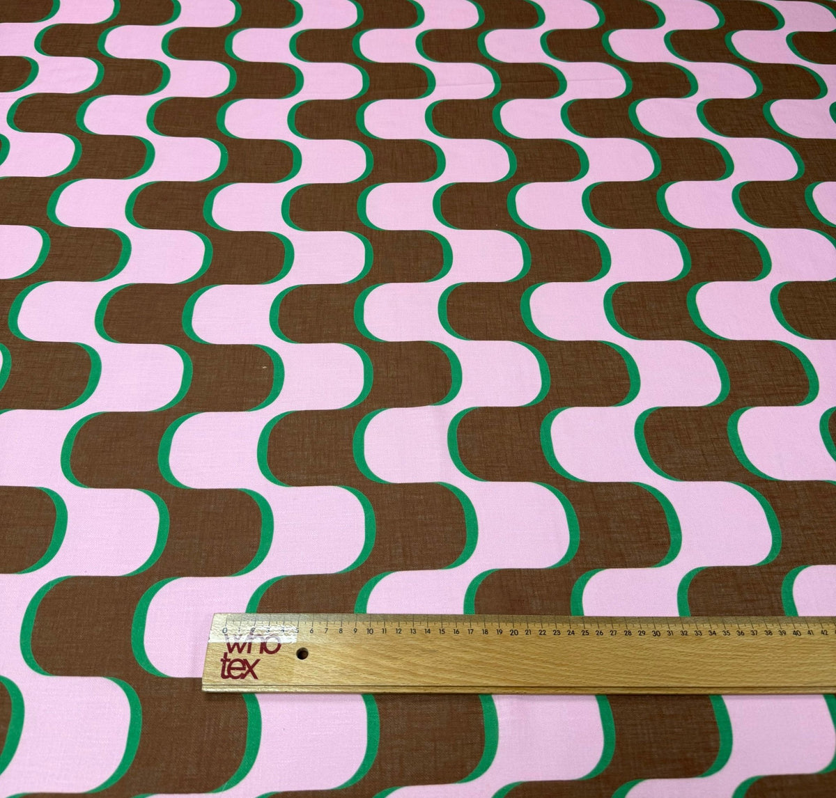 Retro Wave Print Linen Fabric by the Metre - Whotex Fabrics London
