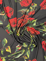 Rose Print Lycra Stretch Fabric by the Metre - Whotex Fabrics London