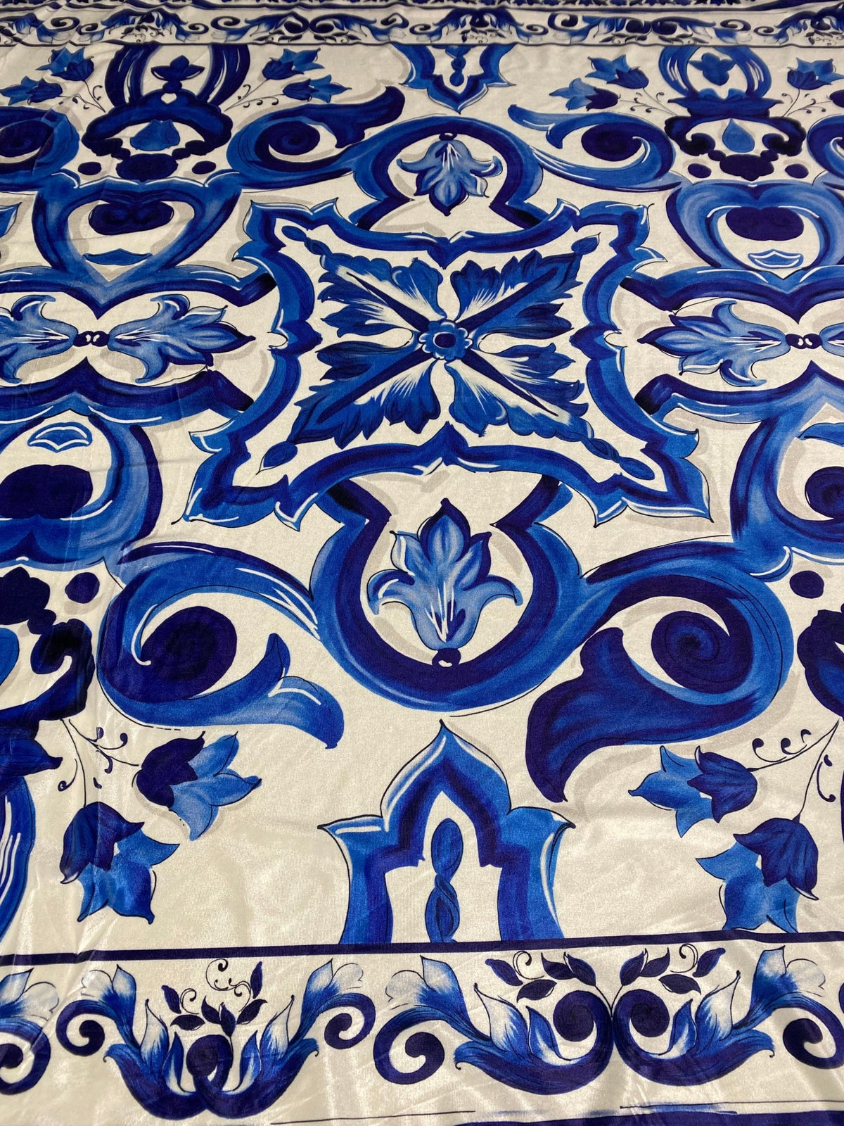 Royal Blue Baroque Velvet Fabric by the Metre - Whotex Fabrics London