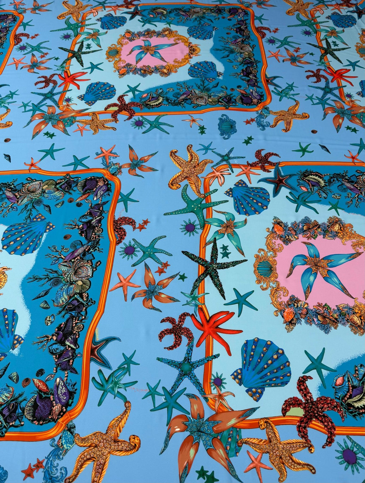 Sea Life Print Crepe Fabric by the Metre - Whotex Fabrics London