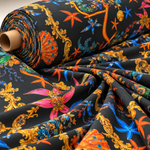 Sea Life Print Crepe Fabric by the Metre - Whotex Fabrics London
