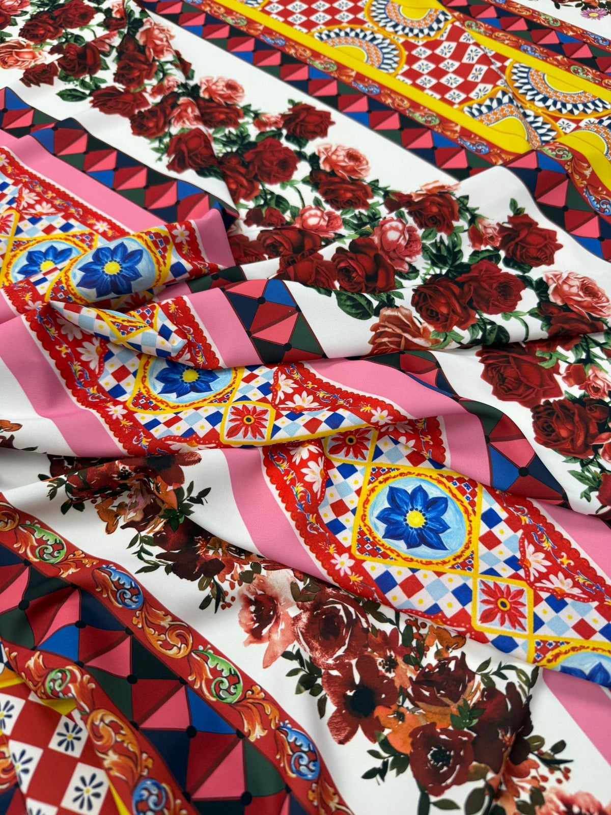 Sicilian Floral Fabric Sold by Metre - Whotex Fabrics London