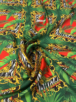 Tropical Baroque Zebra Print Chiffon Satin Fabric by the Metre - Whotex Online Fabric Store