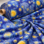 Van Gogh Inspired Satin Fabric By Metre - Whotex Fabrics London