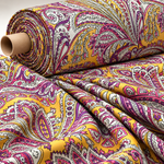 Vibrant Pink & Yellow Paisley Fabric by the Metre - Whotex Fabrics London