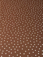 White Polka Dot Fabric on Brown Stretch Scuba Fabric by the Metre - Whotex Fabrics London