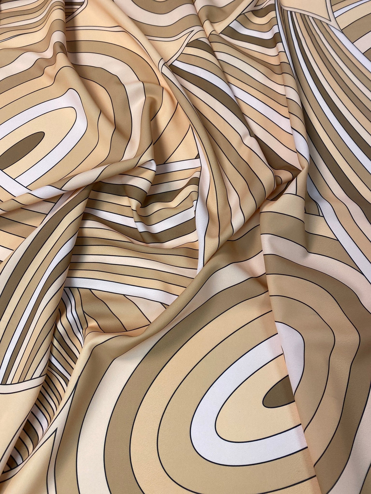 Yellow Retro Geometric Abstract Print Fabric by the Metre - Whotex Fabrics London
