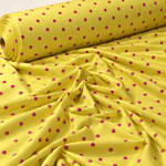 Yellow with Pink Polka Dot Fabric by the Metre - Whotex Fabrics London